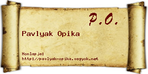 Pavlyak Opika névjegykártya